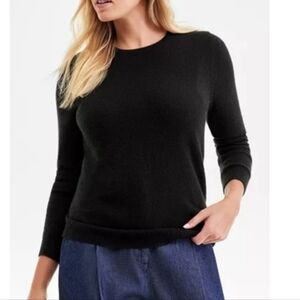 Charter Club Black Crew Neck Sweater 2-Ply 100% Cashmere SzM Women Preppy